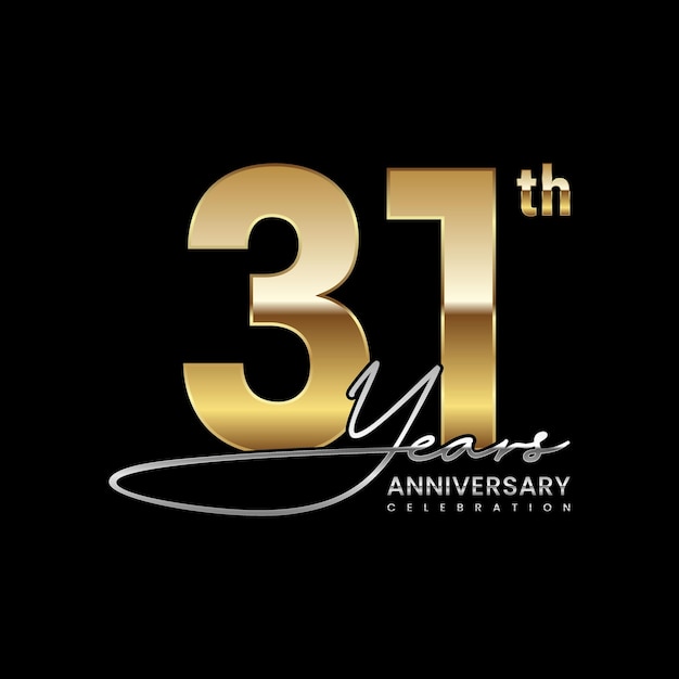 31 year anniversary Luxury logo with golden ring style Logo Vector Template