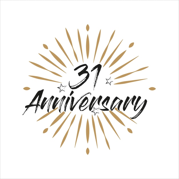 ベクトル 31 年周年記念レトロなテンプレートです。ビンテージ ロゴ 31 年リボンと花火のベクトル デザイン