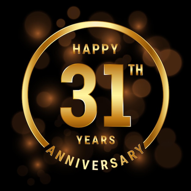 31e verjaardag sjabloonontwerp met gouden ring en nummer Vector sjabloon illustratie