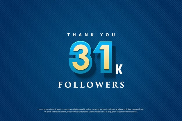 31k followers celebration on navy blue background.