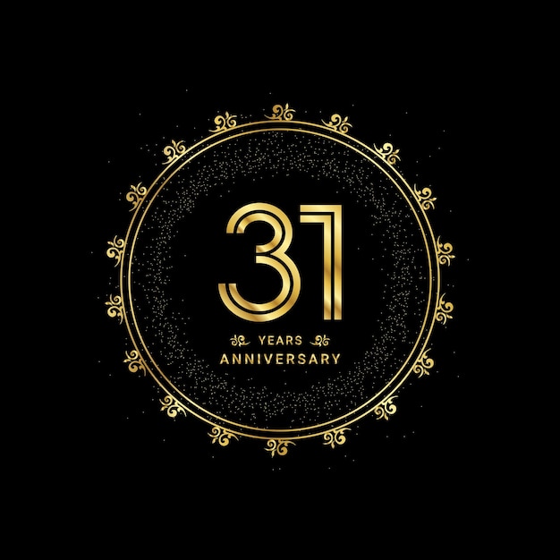 31st anniversary with a golden number in a classic floral design template