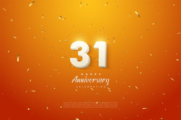 Vector 31st anniversary with white numbers on an orange background