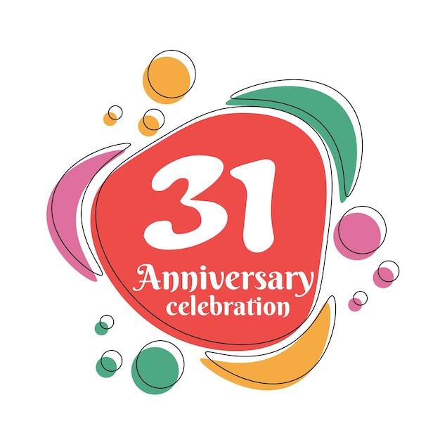 31st years anniversary design template. Abstract vector template illustration.