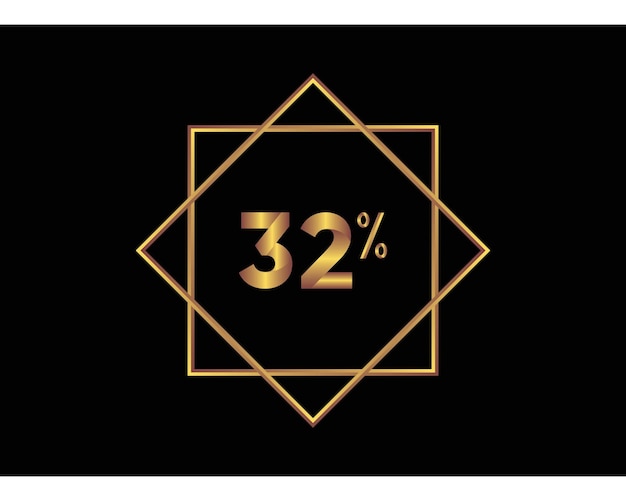 32 percent on black background gold vector image