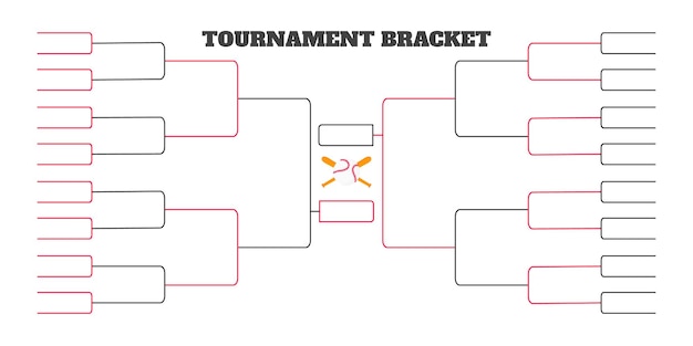 32 team tournament bracket championship template flat style design vector illustration