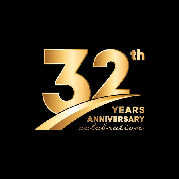 Логотип 32-летнего юбилея с золотым номером на черном фоне