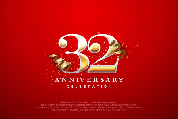 32e verjaardag viering vector premium elegant en luxueus ontwerp Premium vector achtergrond voor groet en feest