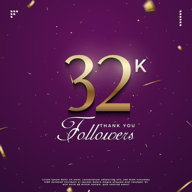 Vettore 32k follower celebrazione con i detti classici del design premium vector