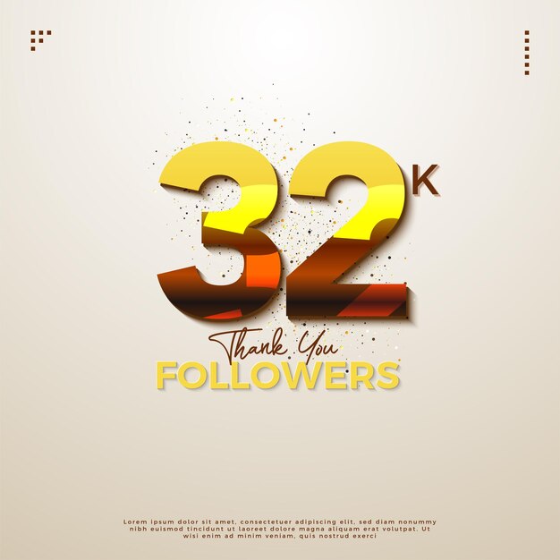 Vector 32k followers celebration with rusty color illustration design premium vector