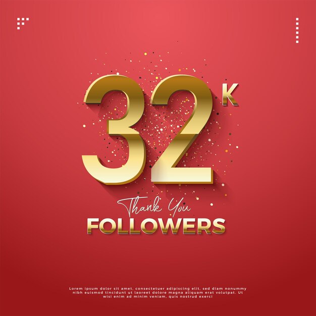 Vector 32k followers celebration with striped coloring vector premium designs