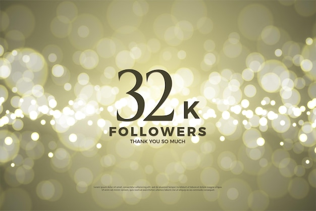 32k followers on shiny light bubble background
