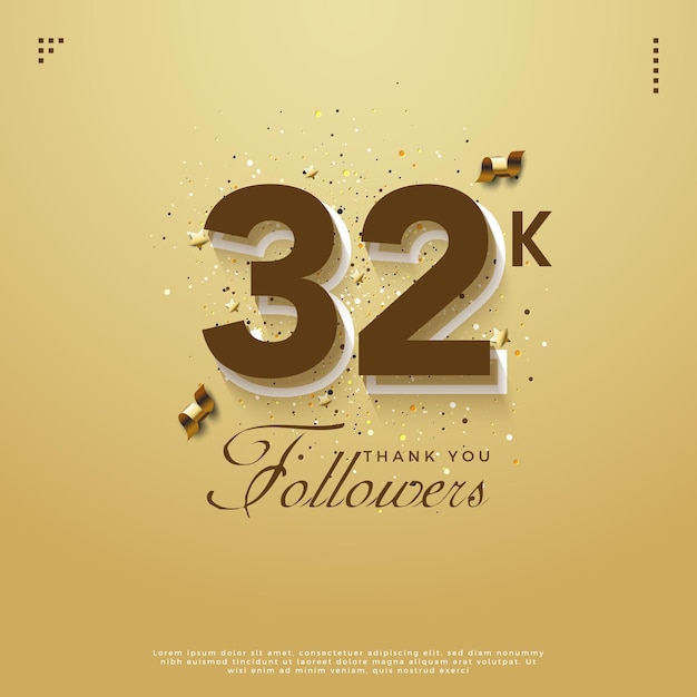 Vector 32k followers with brown color concept design premium vector