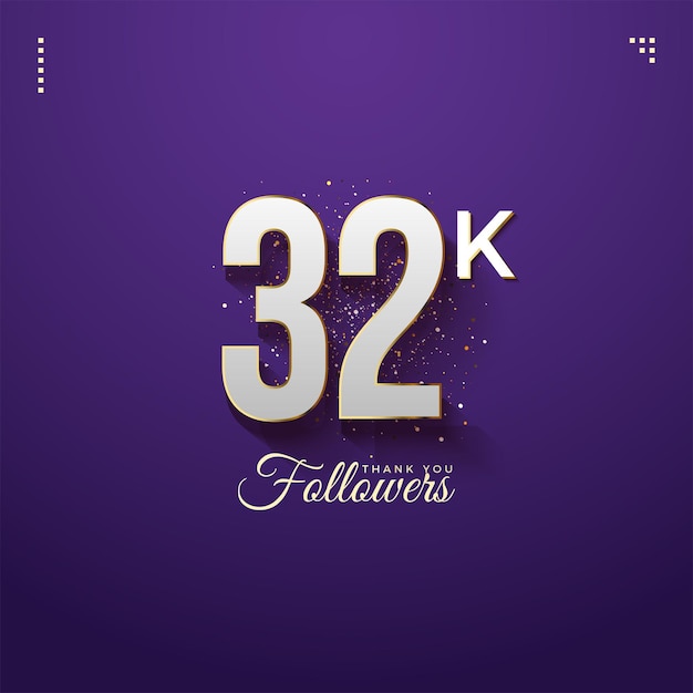 Vector 32k followers with celebration white ink splash illustration vector premium design