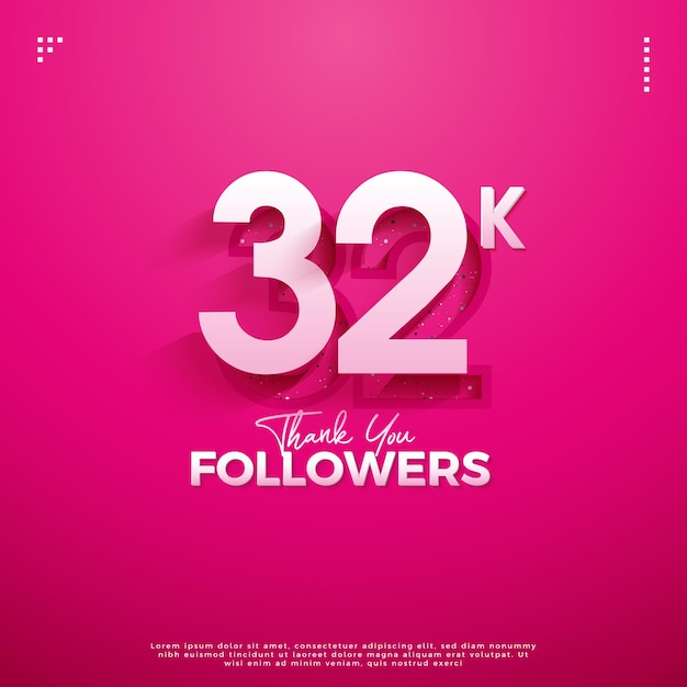 32.000 follower con numeri diversi sfondo design vettore premium