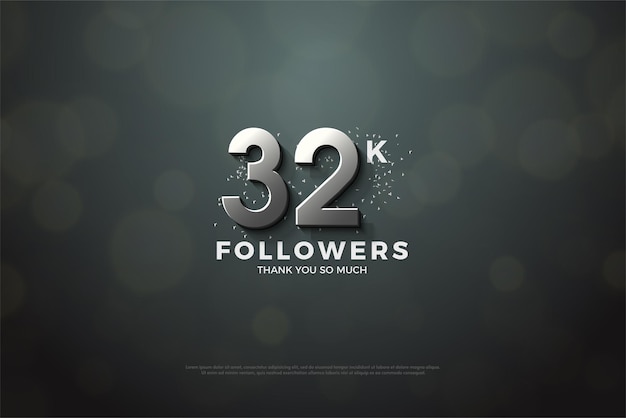 32k followers with white glitter sprinkles