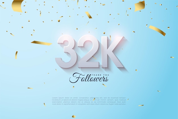 32k volgersachtergrond met 3D-figuurillustratie