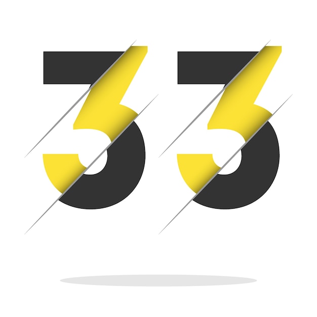 33 3 3 数字のロゴ デザイン クリエイティブなカットとブラック サークルの背景 クリエイティブなロゴ デザイン