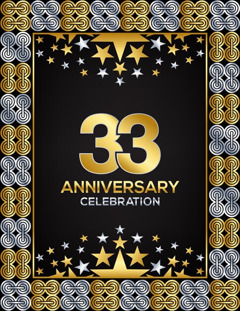 33 Years Anniversary Day Luxury Gold Or Silver Color Mixed Design Company Or Wedding Used