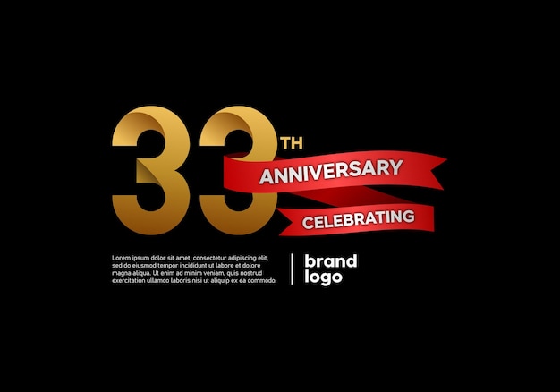 33 years anniversary logo with gold and red emblem on black background