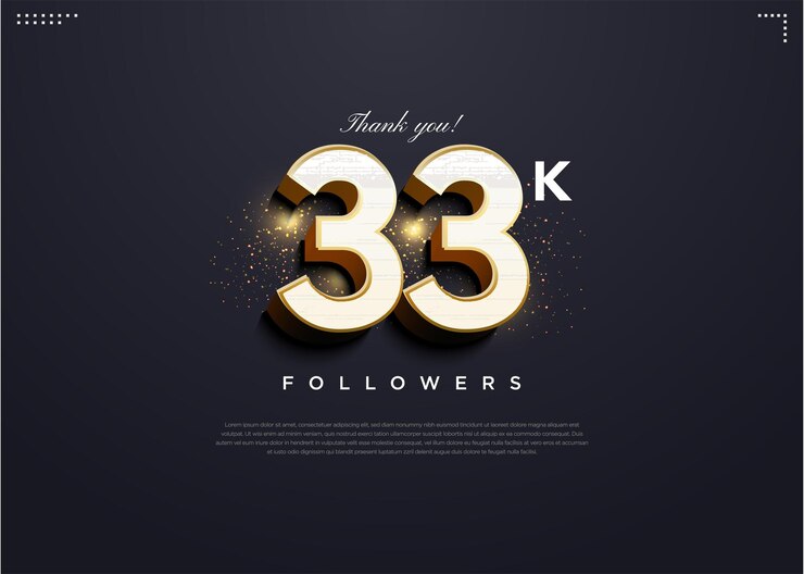 33k followers celebration with elegant light effect background