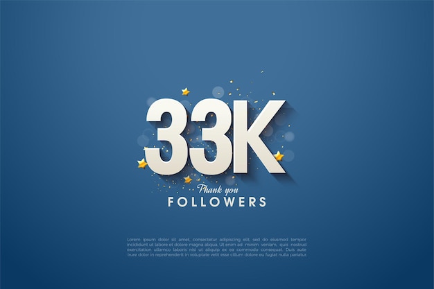 Vector 33k followers with fancy numbers