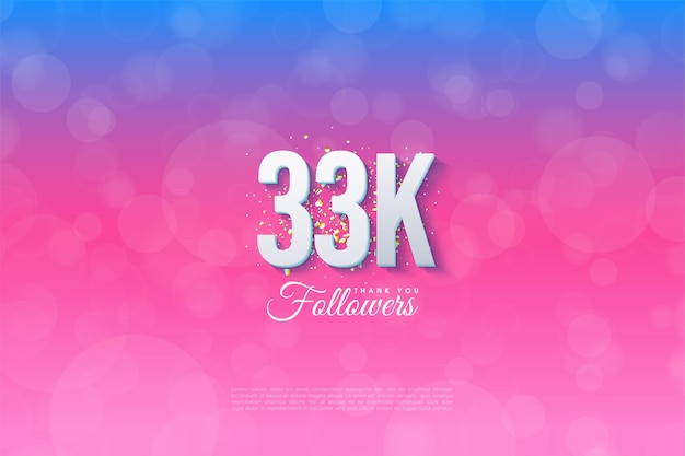 33k followers with graded background illustration