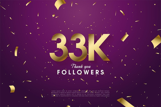 33k followers with scattered gold and gold foil illustrations