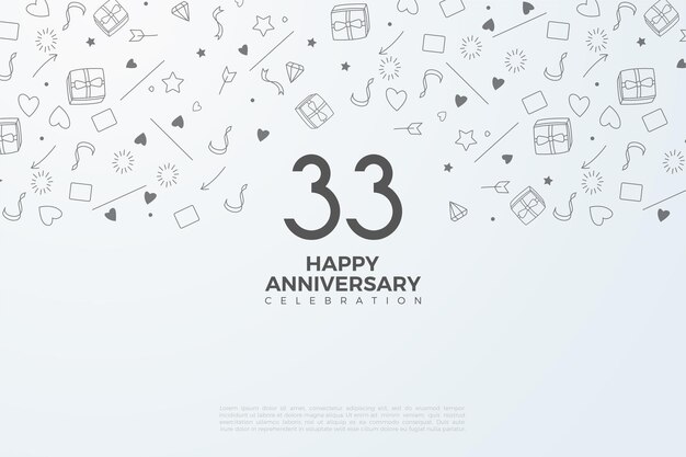 33-я годовщина с черными цифрами на белом