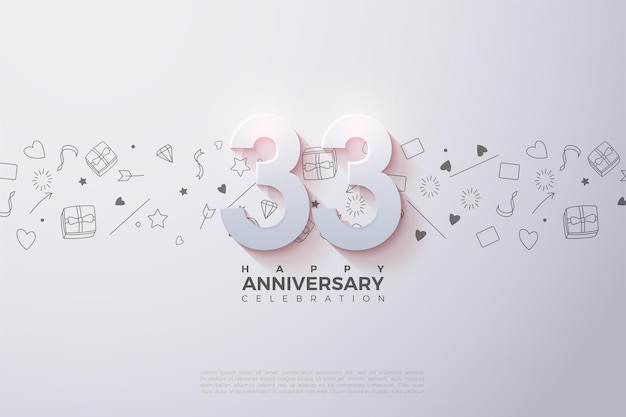 33° anniversario con numeri 3d sbiaditi