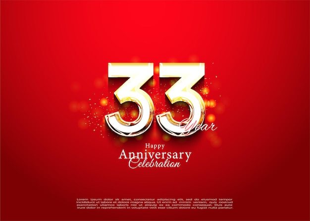 33rd anniversary with festive golden bubble background vector premium design