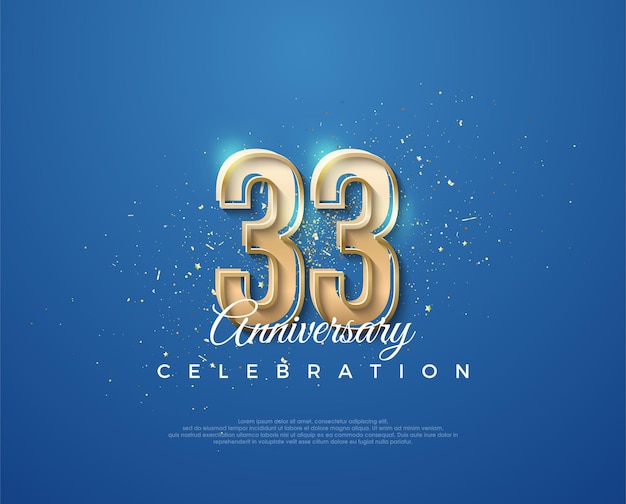 33rd anniversary with a luxurious design between gold and blue premium vector for poster banner celebration greeting