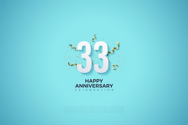 Vector 33rd anniversary with numbers on a light blue background