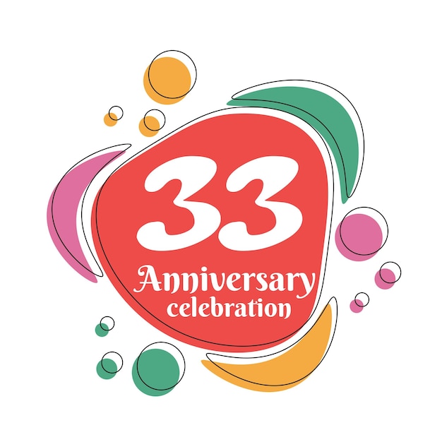 33rd  years anniversary design template. Abstract vector template illustration.