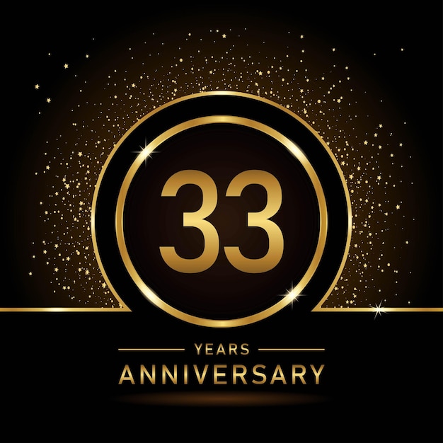 33th Anniversary Gold color template design for birthday event Vector Template