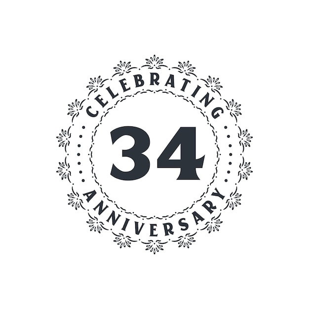 Premium Vector | 34 anniversary celebration greetings card for 34 years