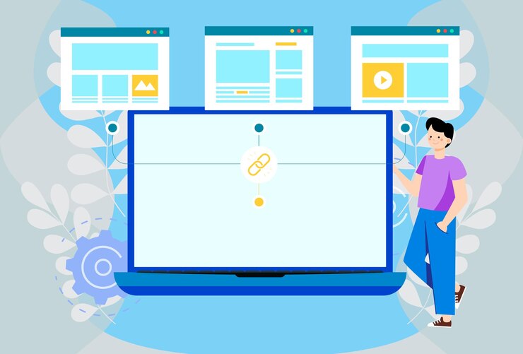 Vector 3440 link building concept illustration