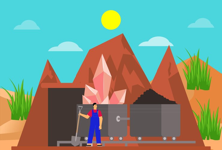 Vector 3470 desert mine concept illustration