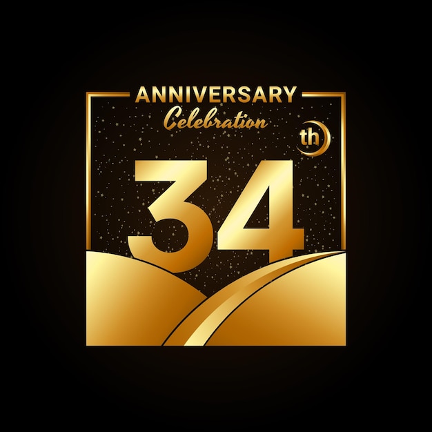 34e verjaardag Jubileumviering sjabloonontwerp Logo vectorillustratie