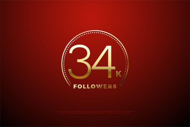 34k followers with glitter arch illustration