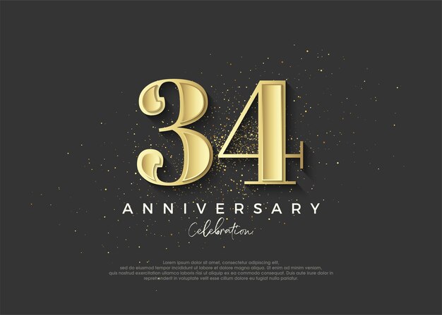 34th anniversary golden Premium vector design to celebrate birthday Premium vector background for greeting and celebration