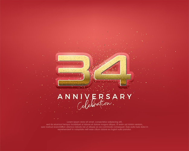 34th anniversary in luxurious gold color glitter vector premium Premium vector for poster banner celebration greeting