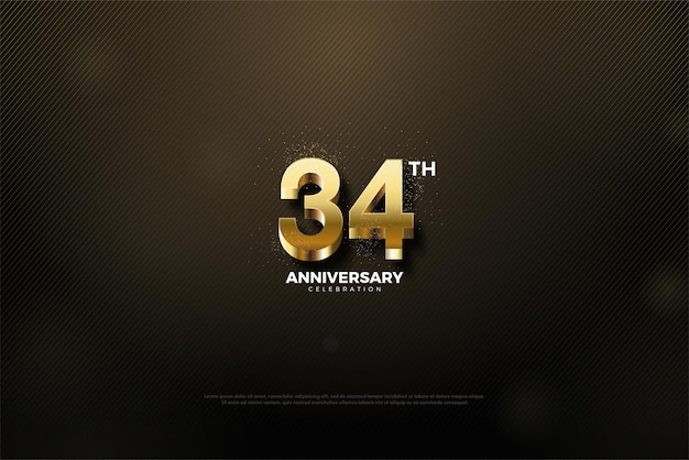 34th anniversary with solid gold numbers
