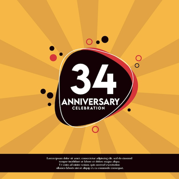 34th years anniversary design template abstract vector template illustration