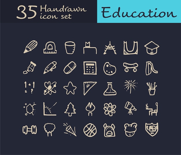 35 Hand getrokken onderwijs pictogram