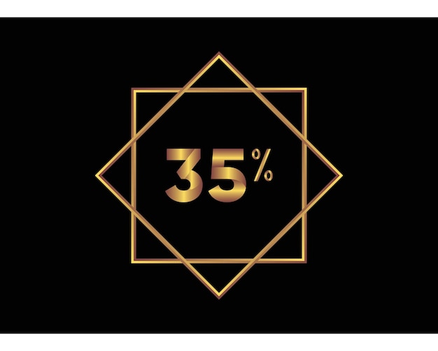 35 percent on black background gold vector image