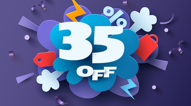 Вектор Скидка 35% на креативную композицию mega sale