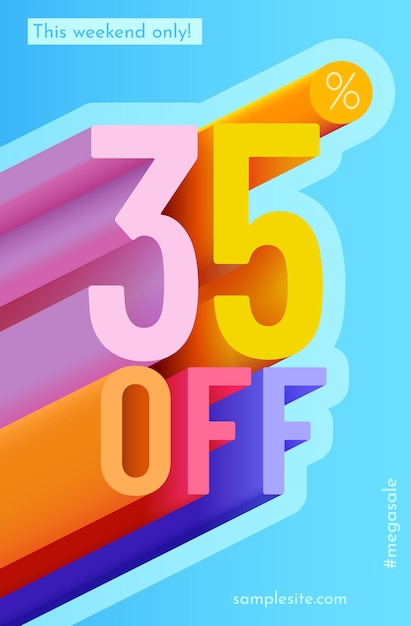 35 percent Off Discount creative composition Mega Sale