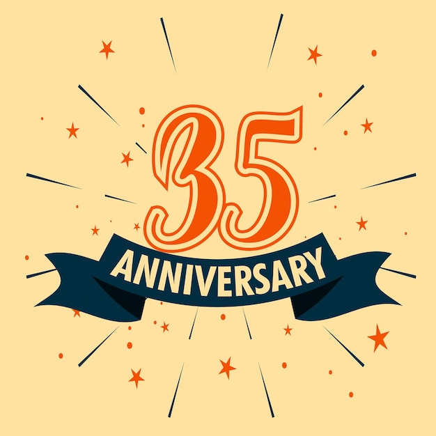 Disegno di celebrazione dell'anniversario di 35 anni con forma numerica per il vettore di eventi di celebrazione speciale