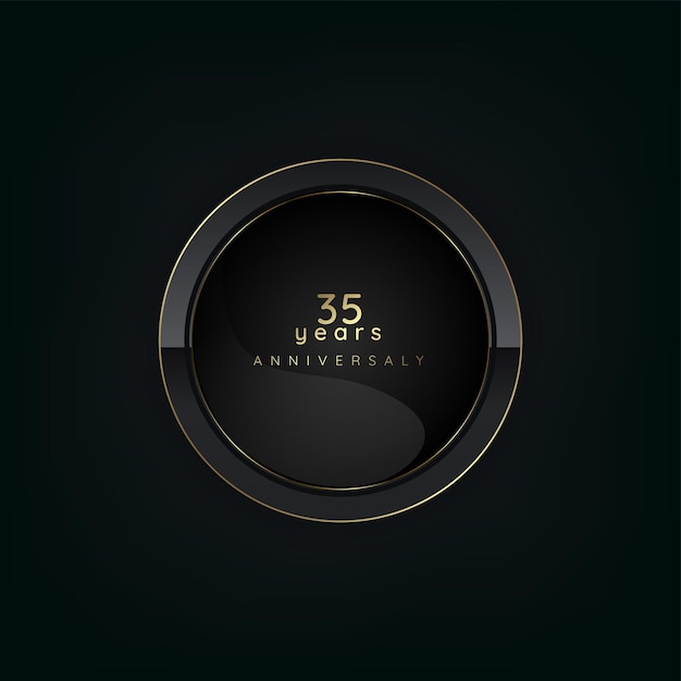 Vector 35 years anniversary golden banners design vector luxury circle shape banner on dark background