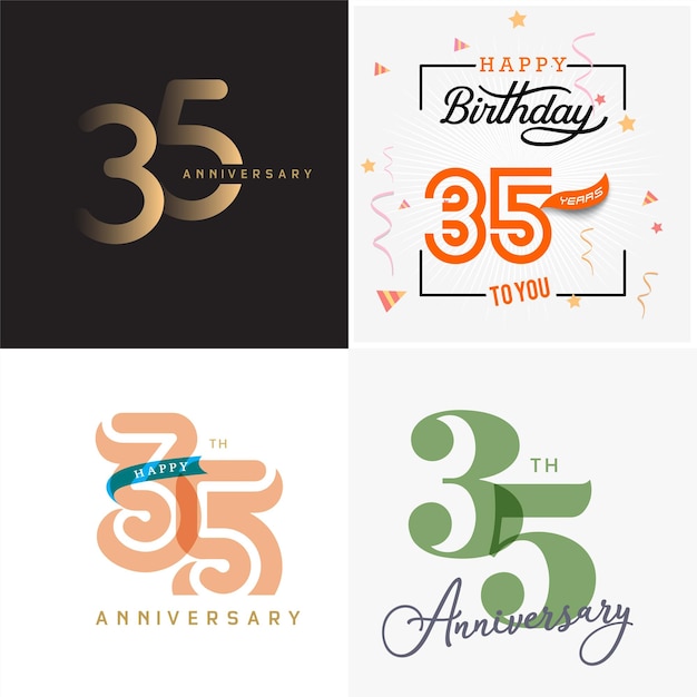 Vector 35 years anniversary vector number icon birthday logo label anniversary design